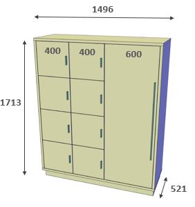 Meuble vestiaire - Modèle cases L1500